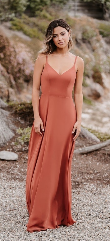 Model wearing a special occasion dress